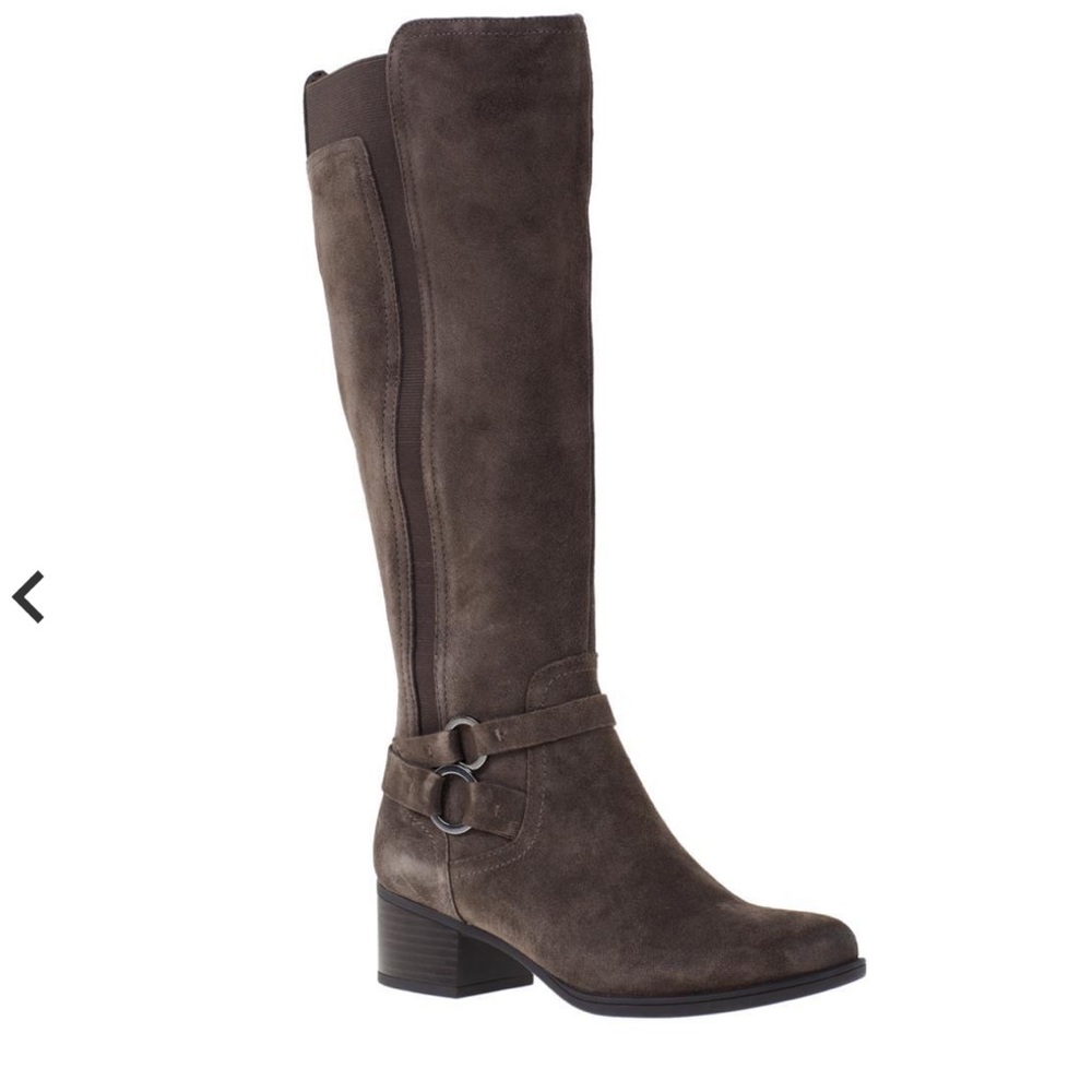 NWT - Naturalizer Wide Foot Wide Calf Tall Shaft Suede Boots - Steel Gray